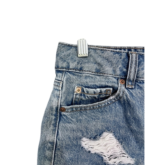 Garage Denim Mom Jean Shorts Size 25 Distressed Casual Summer Blue Zip Vacation - Picture 3 of 5